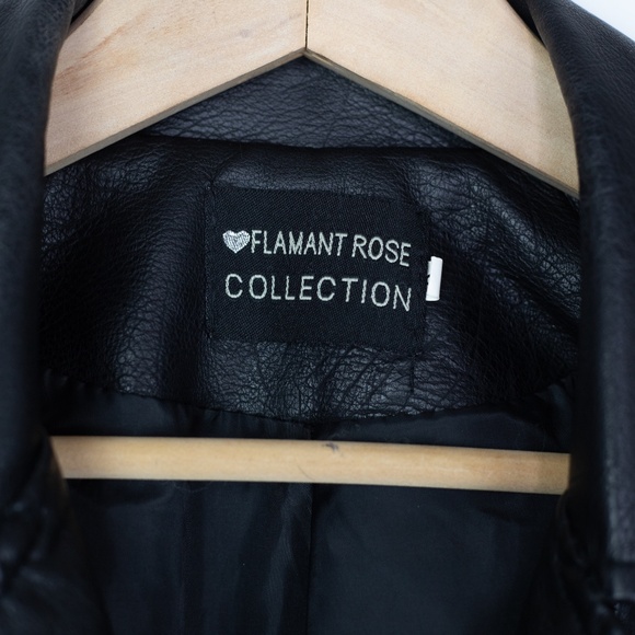 Flamant Rose Collection Women’s Black Vegan Faux Leather Moto Jacket Size 2 - Picture 4 of 8